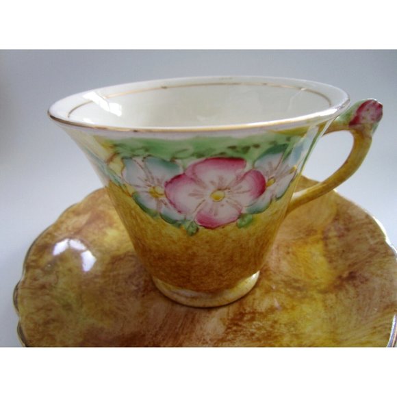 James Kent Longton England Brown Cup & Saucer & Flower Handle #2184 VTG - *READ* - Picture 6 of 14